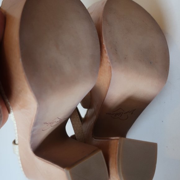Sam Edelman Beige Embossed Leather Platform High Heel Sandals Sz 9 * - Picture 5 of 5